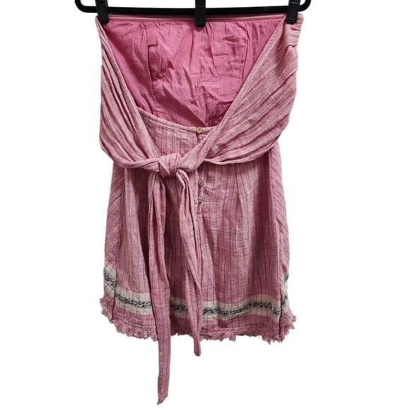 Free People Pia Strapless Mini Dress in Pink Combo Size XS - Picture 6 of 8